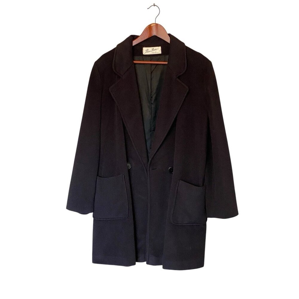Beau Brem Black Longer Coat Women's 16 Vintage USA Made 1 Button w/ Pockets